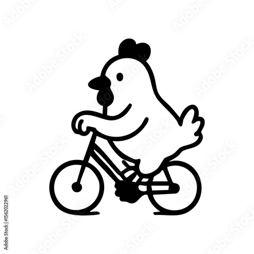 A cartoon chicken riding a bicycle
