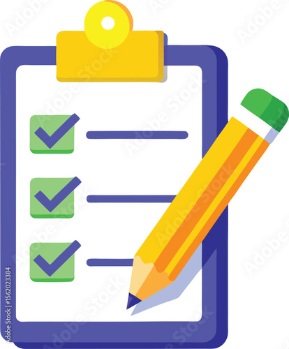 Checklist with pencil and completed tasks on a clipboard