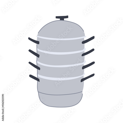 dumplings steamer pot cartoon vector illustration