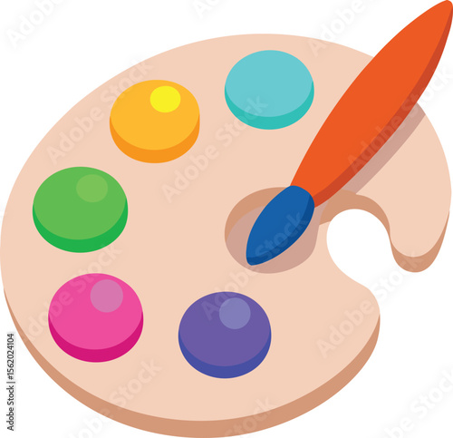 Colorful art palette with a paintbrush ready for creative expression