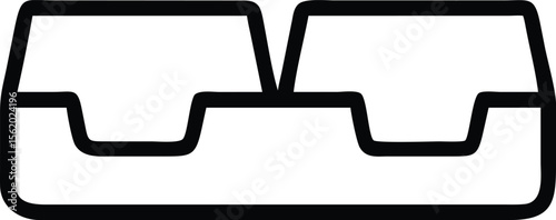 Minimalist outline icon depicting two sidebyside seats in a simple, geometric line art style