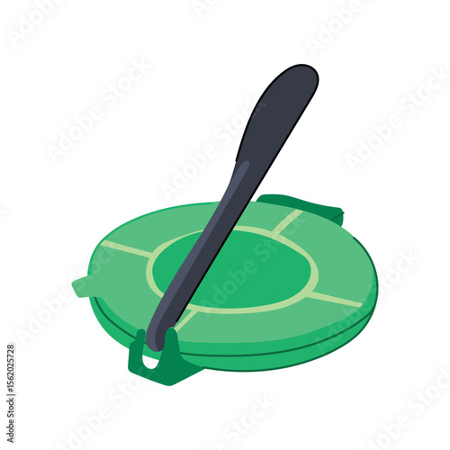flatbread tortilla press cartoon vector illustration
