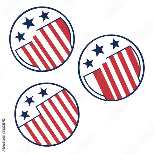 Round Patriotic Election Campaign Symbols with Stars and Stripes