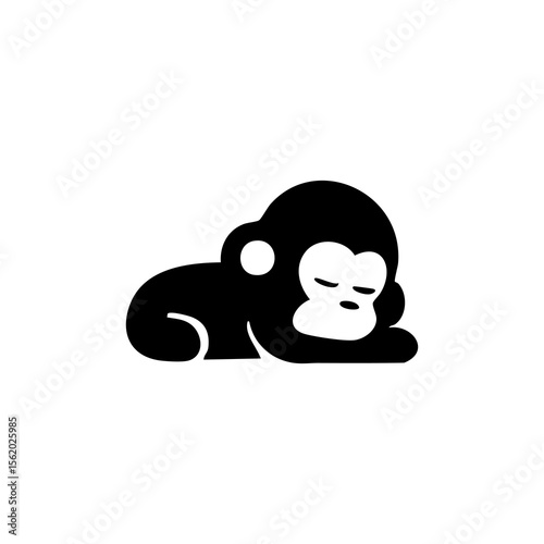 Sleeping monkey silhouette