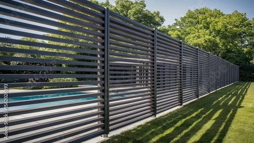Modern horizontal slat fences, photo, 3d render, architecture
