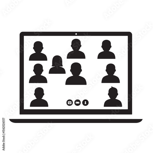 Online video conference meeting illustrating business communication and collaboration concepts on a laptop screen