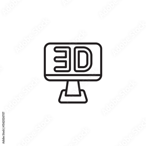 A simple line art icon shows a computer monitor displaying "3D" text, symbolizing 3D rendering, design, or visualization.