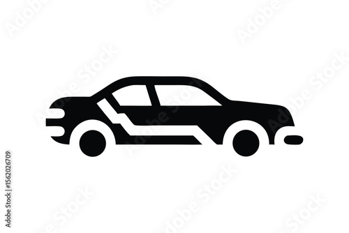 Sleek Modern Electric Vehicle Icon:  Futuristic Car Design, Black and White Minimalist Style, Technology Concept.