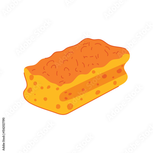 bath yellow sponge cartoon vector illustration