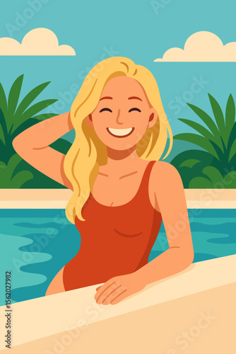 Diverse group of people meditating in a circle with arms outstretched. Concept of community, unity, spiritual wellness, group therapy, and support. Modern flat vector illustration.