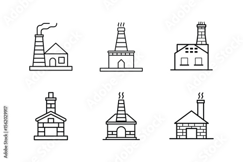chimney plan line art vector illustration