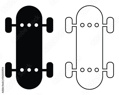 Skateboard icon set. Skateboard icon, vector illustration silhouette symbol website graphic design. Modern outline skate board icon isolated on white background. Vector illustration.