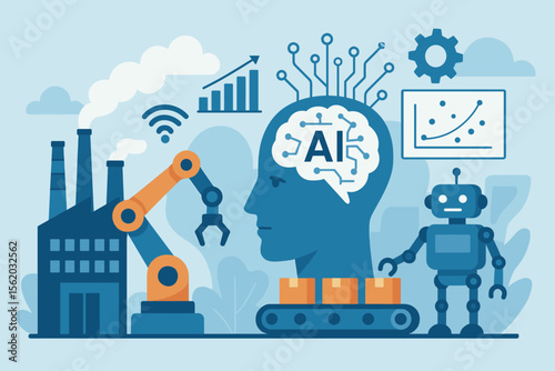 Industry 4.0 Industrial Revolution with Artificial Intelligence AI Deep Learning Robotics Automation Digital Transformation Innovation Technology Manufacturing Process