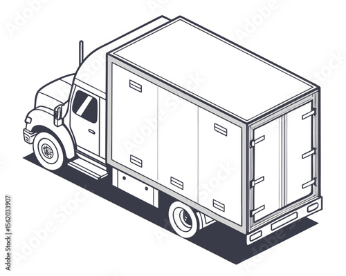 Isometric visual of a modern logistics center with multiple trucks and loading docks on a white background for supply chain concept.