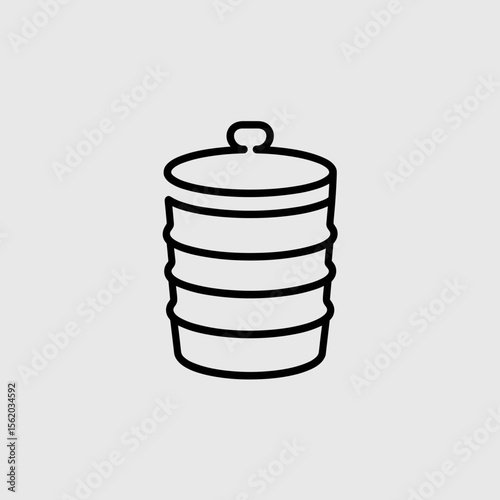 Minimalist line art compost bin with lid in simple style  