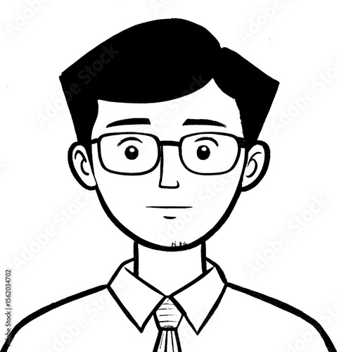 Vektor Konturen Gesicht - Avatar - Junge mit Brille - Charakter - Zeichnung