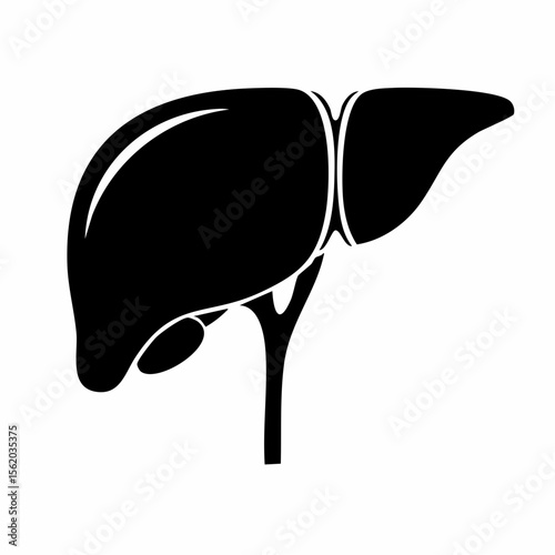 Human Liver Organ Icon - Black Glyph (Color Changes Available in SVG)