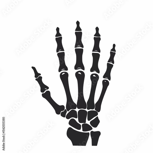 Human Hand Bones Icon - Black Glyph (Color Changes Available in SVG)