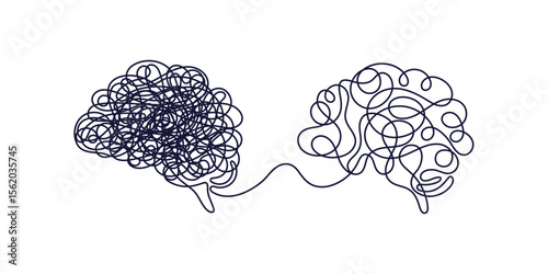 Human brain Chaos and order Vector continuous line