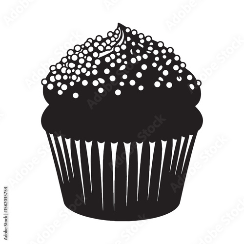 A single-serve moment of joy – Cupcake silhouette styled with soft Cupcake vector – Cupcake illustration

