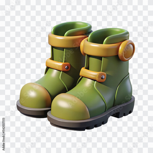 3D Army Boots Icon | Military Footwear, Tactical Combat Gear Symbol