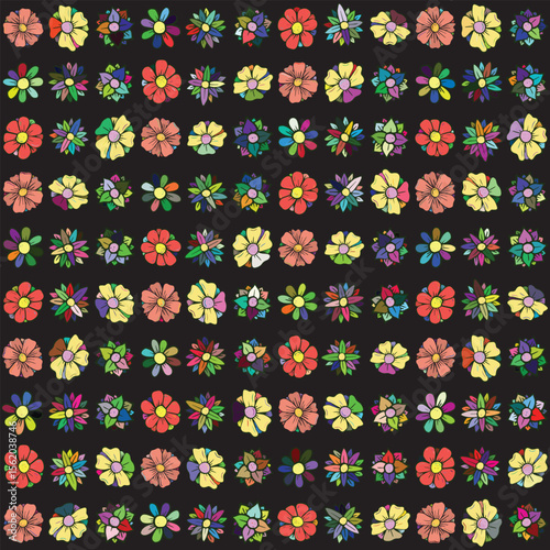 Wallpaper Mural Florar Pattern. Abstract Floral Background Design with Artistic Botanical Elements Torontodigital.ca