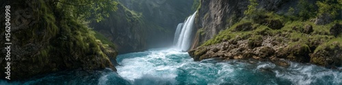 Stunning waterfall landscape nature hdr 360 degrees hdri view