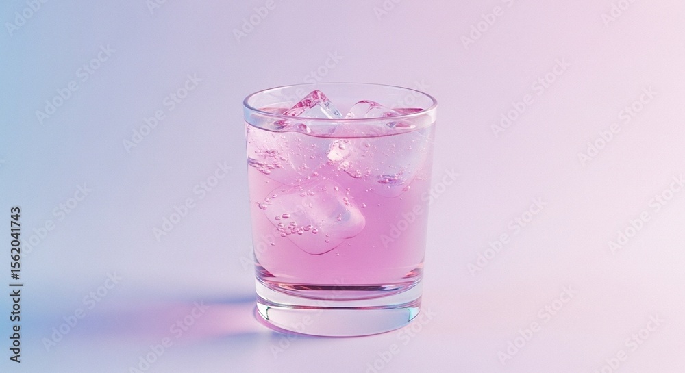 Refreshing Pink Ice Drink in Glass A Cool Summer Beverage Refreshing Pink Ice Drink in Glass A Cool Summer Beverage