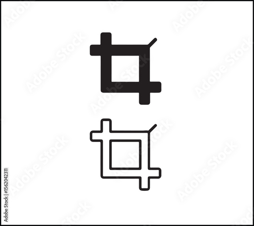 Crop tool icon, simple flat outline style