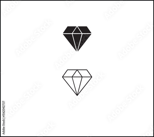 Diamond icon, minimal flat outline design
