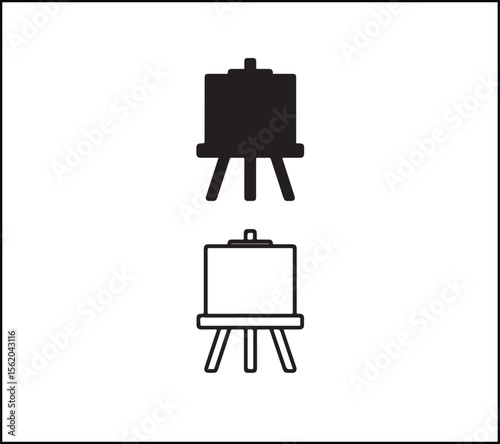 Easel icon, minimal flat outline graphic