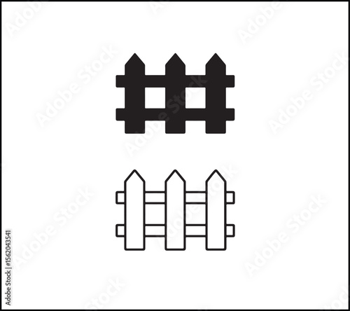 Fence icon, minimal flat outline graphic