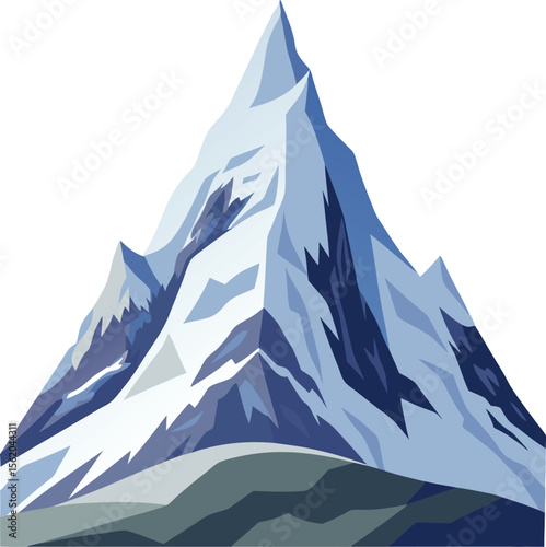 Majestic snow covered mountain peak with sharp jagged edges