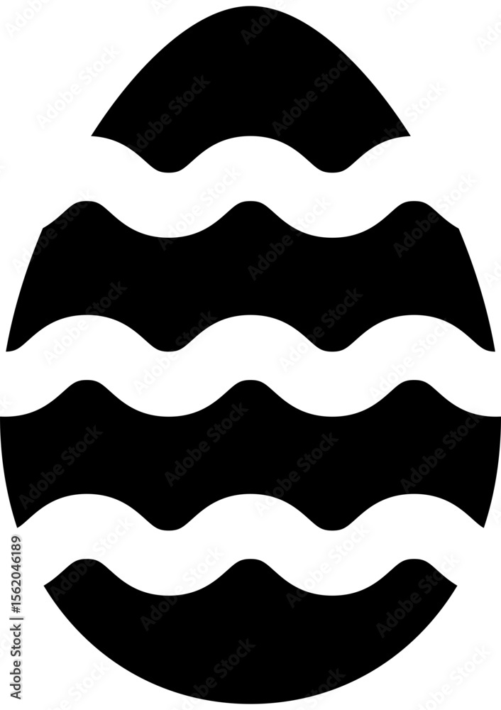 Obraz premium Black and white patterned flat egg illustration.