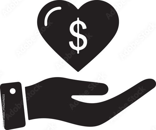Vector illustration of a hand holding a peace symbol sign, a concept of business, money, and love