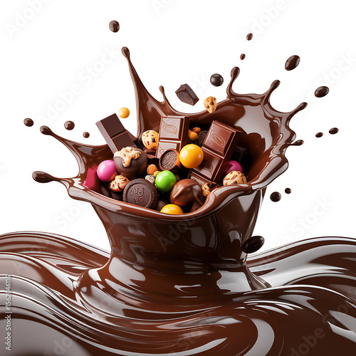 Delicious Chocolate Explosion A Tempting Mix of Candy and Melted Chocolate