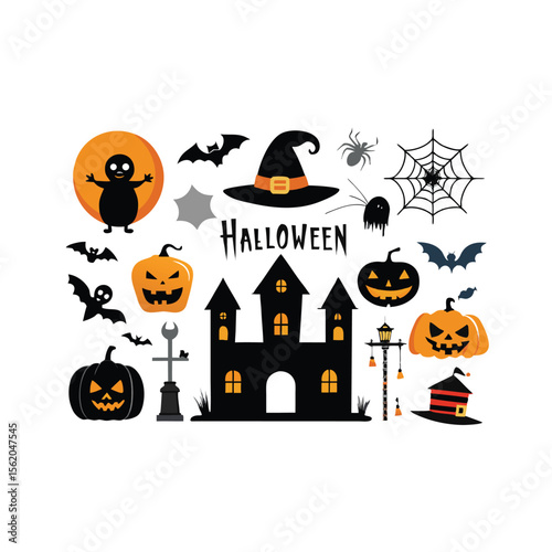 Vector happy Halloween vector design element set isolated on a  Santa clipart Illustration