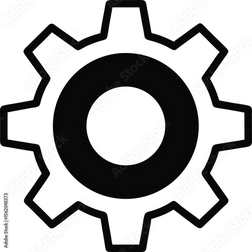 line drawing of a gear icon, vector eps outline