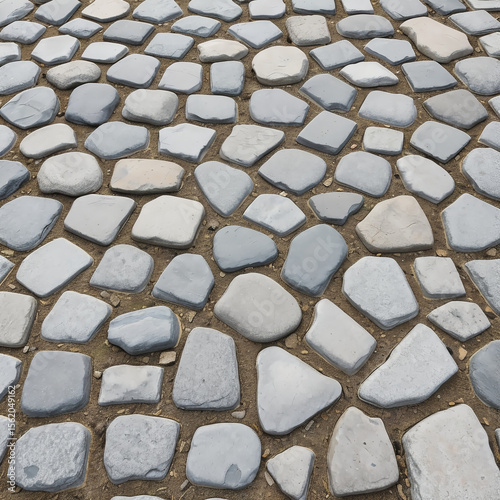 Pattern of flat gray stone pavement with natural texture and earthy gaps between tiles