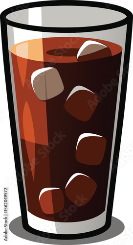 Refreshing iced coffee drink in a tall glass with cubes