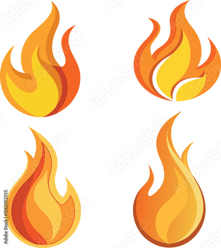Stylized Isolated Flame with Smooth Gradient – Modern Fire Icon Illustration