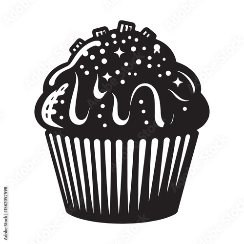 Fluffy top and rich texture – Muffin silhouette featured in smooth Muffin vector – Muffin illustration

