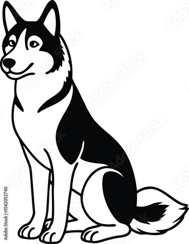 Norwegian Lundehund Sitting Vector Illustration of Rare Nordic Dog Breed in Calm Pose Isolated on White, Sitting Lundehund Clipart, Nordic Puffin Dog Vector, Rare Spitz Dog Drawing