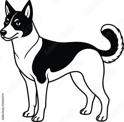 Norwegian Lundehund Vector Illustration of Rare Nordic Dog Breed in Standing Pose Isolated on White, Lundehund Dog Clipart, Nordic Spitz Dog Vector, Rare Norwegian Dog Drawing

