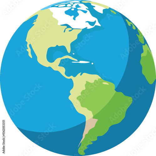 Stylized flat design illustration of planet earth showing the americas