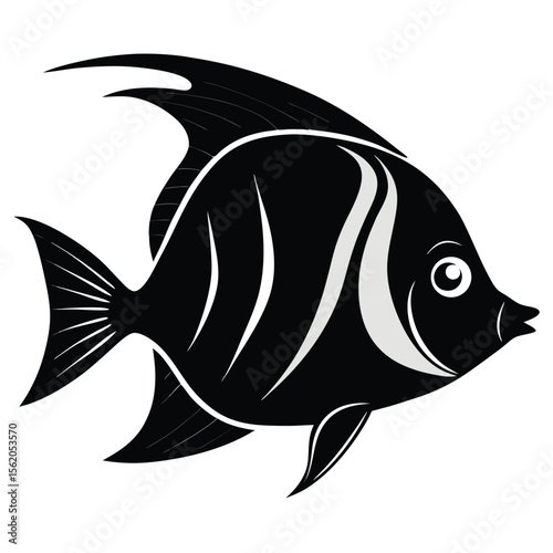Colorful Vector Illustration of a Tropical Fish in Water