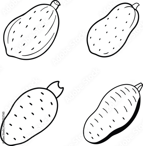 Colorful cartoon vector of pear apple and eggplant with food and fruit design elements
