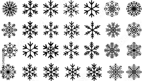 Collection of Unique Snowflake Designs  Perfect for Winter Projects and Festive Decorations