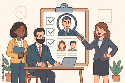 Professional HR Team Conducting Job Interview and Candidate Selection Process. Recruitment Agency Choosing Qualified Employee. Human Resources, Hiring, Employment, Career Opportunity, Office Meeting