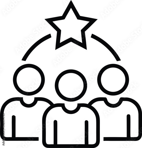 Professional team icon featuring individuals with a star symbolizing expertise and high rating
